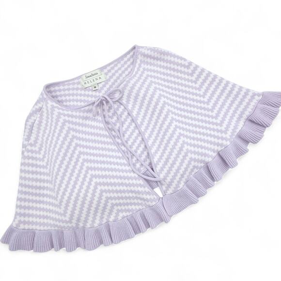 Helena Neiman Marcus Girls Knit Cape Poncho M Chevron Ruffle Princesscore Purple - Picture 7 of 11